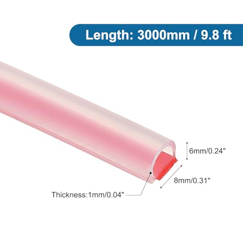 PATIKIL Silicone Weather Stripping Door Seal, 9.8 ft D Shape Weather Stripping Self Adhesive Door Seal Strip for Door Frame, Window Sealing, Large Gap, 5/16" Wx5/128 Tx15/64 H, Clear/Red - size: 9.8 ft Long, 5/16"Wx5/128"Tx15/64"H