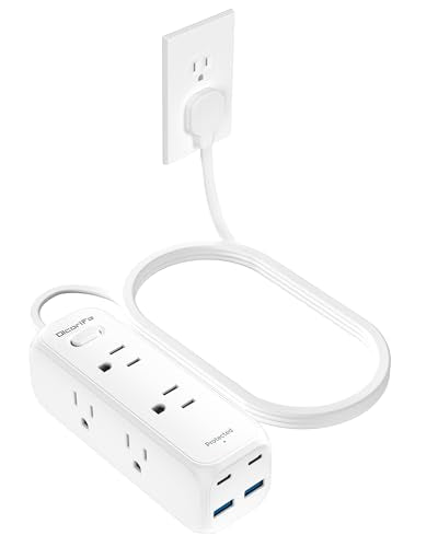 Olcorife Flat Plug Power Strip with 6 AC Outlets 4 USB Ports, 2000 Joules Surge Protector, 3FT Flat Extension Cord, Home Office Travel Dorm Room Essentials - size: 3 Ft, style: 6AC(4USB)