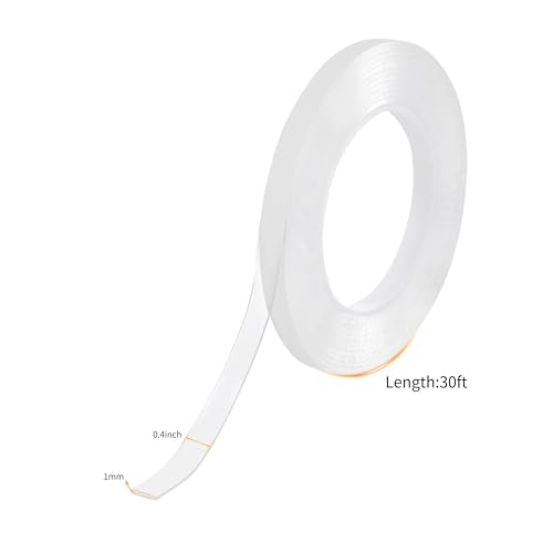 Strong Double Sided Mounting Tape, Heavy Duty Adhesive Tape, Clear Removable Tape for Home, Office, DIY - Multipurpose, Strong Hold, Damage-Free Wall Hanging Strips(0.4in, 30ft) - size: 1/25'' X 0.4'' X 30'