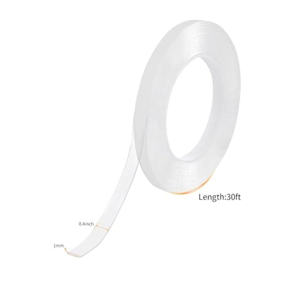 Strong Double Sided Mounting Tape, Heavy Duty Adhesive Tape, Clear Removable Tape for Home, Office, DIY - Multipurpose, Strong Hold, Damage-Free Wall Hanging Strips(0.4in, 30ft) - size: 1/25'' X 0.4'' X 30'