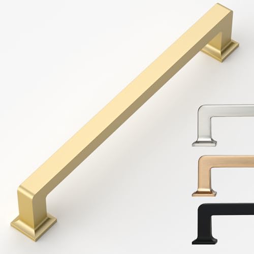 9BUILD 6 Pack 5 Inch Gold Cabinet Handles - Kitchen Hardware Pulls for Cabinets - color: Gold, size: 5"/128MM Hole Center, style: 6 Pack