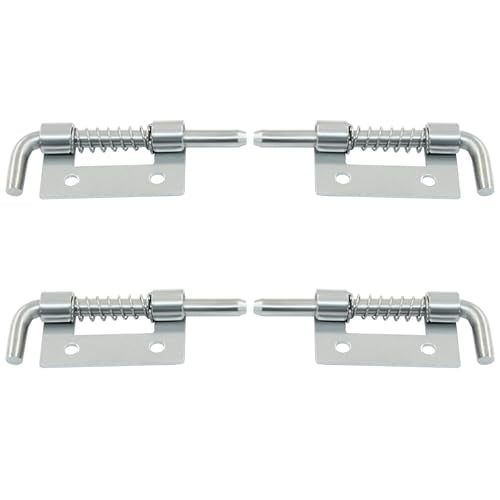 4Pcs Stainless Steel Flat Pin Spring Latch with Hole, 52mm/2.05" Length Spring Latch Hinge Latch with Screws for Cabinet Door (2Pcs Left and 2Pcs Right)