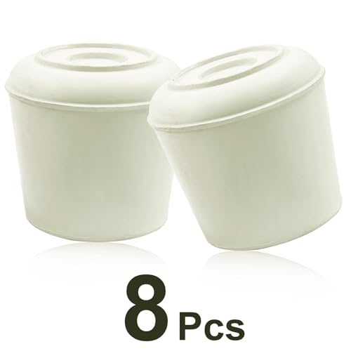 8pcs 1-1/4 Inch Round Chair Leg Tips Caps, Non-Slip Rubber Chair Leg Floor Protectors, White Furniture Leg Caps Fit for 1.22"-1.26" (31-32mm) Diameter Round Feet - size: 1-1/4 Inch-White