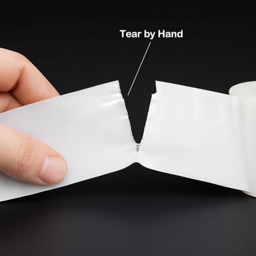 White Duct Tape - Heavy Duty Waterproof Tape 1.88 Inch Wide - Strong Adhesive, Extra Thickness, Tear by Hand - Great for Indoor & Outdoor Use, Moving Boxes, Repairs - 45 Ft - color: White