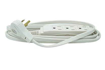 Woods Slimline Indoor Flat Extension Cord,8 Ft,16 Gauge Right Angle Plug,3 Polarized Outlets,125 Volts,White,2241,(Pack of 6) - size: 8 Foot (Pack of 6)
