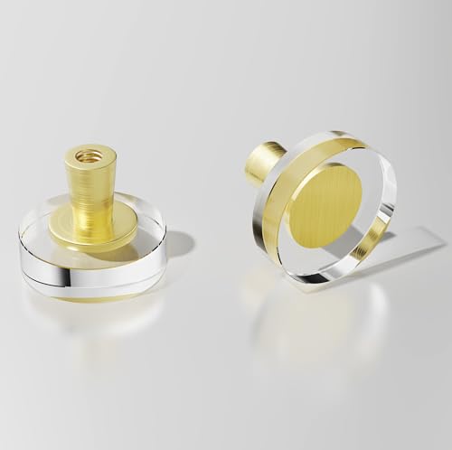 Drawer Kitchen Cabinet Knobs Glass 8 Pack Closet Brushed Gold Knob Cabinets Pulls, Dresser Drawers Cupboard Round Cut Art Hardware Handles,Solid Copper Bathroom Bedroom Pull Satin Brass Crystal Knobs - color: Gold-8 pack, size: Round