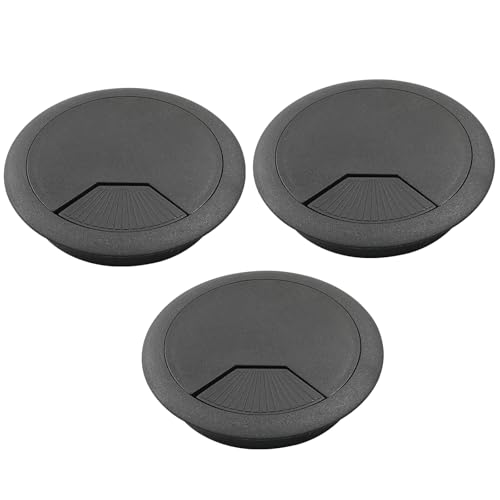 Bivethoi 3pcs 3.15 inch Desk Wire Cord Cable Grommets Hole Cover for Office PC Desk Cable Cord Organizer Plastic Cover Black - size: 3.15 inch