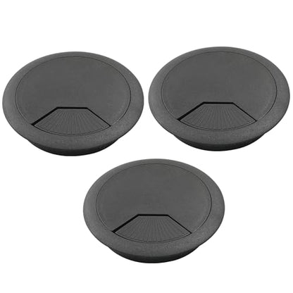 Bivethoi 3pcs 3.15 inch Desk Wire Cord Cable Grommets Hole Cover for Office PC Desk Cable Cord Organizer Plastic Cover Black - size: 3.15 inch
