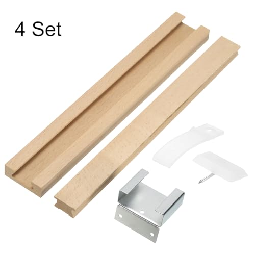 uxcell 4 Set Wooden Drawer Slides, 9-7/8 (25 CM) Classic Wood Center Guide Track with Metal Plastic Slide Glide Bracket, Wood Drawer Glides Bottom Rails Replacement Kit - size: 9-7/8