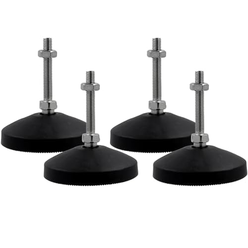 M8x50mm Leveling Feet, 3.25 Inch Height & 880 lb Capacity, Heavy Duty Adjustable Swivel Furniture Glides, Threaded Rubber Feet Levelers for Table, Shelves, Workbench, Cabinet, Machine, 4Pcs - color: Black, size: D80xM8xH50mm