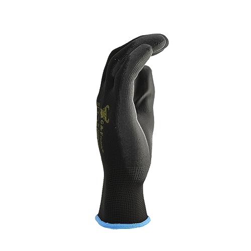 G & F Work Gloves for Men, Lightweight Grip, Polyurethane Coated, Touchscreen Compatible, Flexible & Breathable, Durable Construction, Ideal for Gardening, Mechanics, and General Duty Tasks, 12 Pairs - size: X-Large