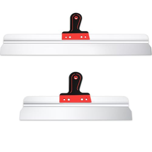 MorningRo 2 Pcs 18" and 24" Stainless Steel Drywall Taping Knife Set Drywall Skimming Blade with Grip Handle for Dry Wall Paint Scraper, Putty Knife, Taping Tools - color: Red and Black, size: 18" X 24"