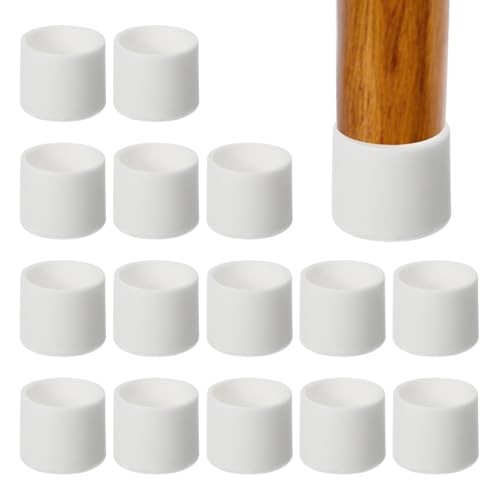 PATIKIL Round Rubber Chair Leg Caps Tips 1-3/16", 16 Pcs Plastic Furniture Leg Floor Protectors No Scratches No Noise for Chair Leg Protect Hardwood Floor, White - color: White, size: 3/16"