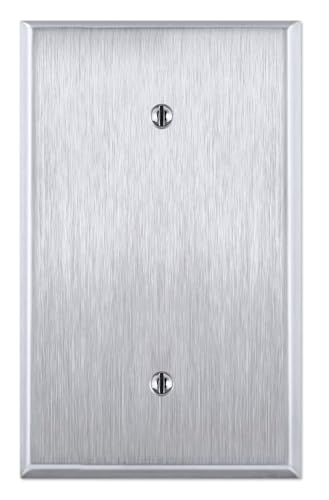 OVERSIZED 1 Gang Blank Stainless Steel Light Switch Cover - Jumbo One Gang Blank (no holes) Metal Wall Plate, 430 Stainless Steel - Satin finish, UL Listed, Made in USA, 5.5 x 3.5 Inches - color: 1 Gang Blank