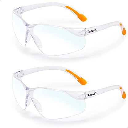 ProtectX Safety Glasses for Men & Women, Safety Sunglasses with Anti-Fog Scratch Resistant Lenses, Non-Slip Grips, ANSI Z87.1 - color: Olympus Blue Light 2 Pk