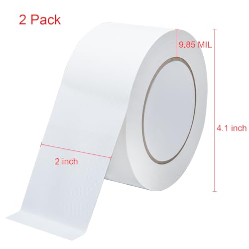 XUXU 2 Pack White Duct Tape Heavy Duty Waterproof, Strong Adhesive Tape Bulk for Indoor Outdoor Repairs Tear by Hand, 40 Yards x 2 Inch Total
