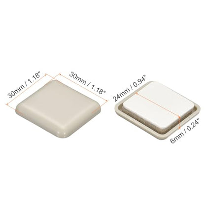 uxcell Furniture Sliders, 12Pcs 1 1/6" - Plastic Self-Adhesive Square Sliding Pads, Chair Glides for Carpeted Tile Vinyl Hardwood Floors (Grey) - size: 1 1/6"