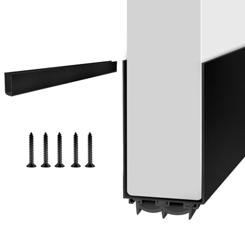Door Draft Stoppers for Door, 39” Length Weather Stripping Door Seal, Strong Adhesive Door Sweep for Exterior and Interior Doors（Black） - color: Black