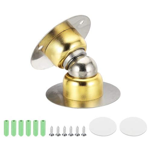 uxcell 1.9" Magnetic Door Stoppers, Wall Floor Mounted Magnetic Door Catch Holder, Stainless Steel Door Stops for Bedroom, Bathroom, Kitchen, Office, Gold - color: Gold, size: 1.9"