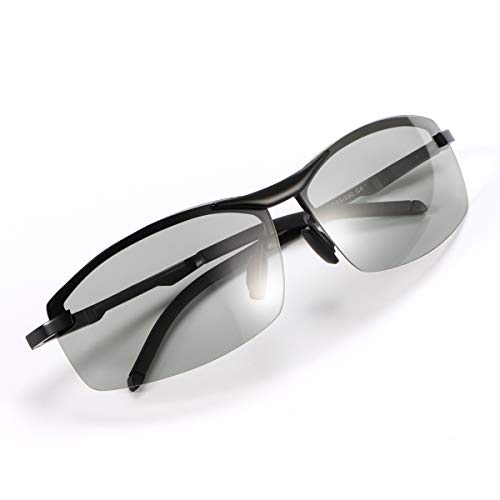 YIMI Men Photochromic Polarized Sports Sunglasses Cycling Fishing Driving Glasses UV Protection Eyeglasses Anti Glare Eyewear - color: A557 Black