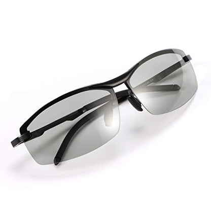 YIMI Men Photochromic Polarized Sports Sunglasses Cycling Fishing Driving Glasses UV Protection Eyeglasses Anti Glare Eyewear - color: A557 Black