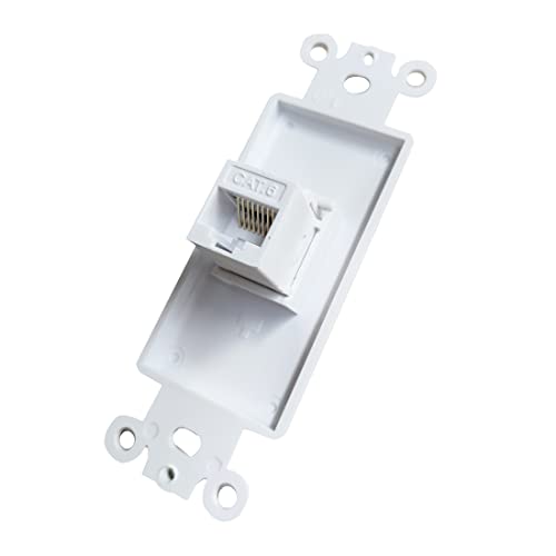 1 Port CAT6 Ethernet Wall Plate Insert - CAT 6 RJ45 Jack Insert Cover Plate for Midsize/Oversize Decorator Wallplate - White - style: 1CAT6Insert