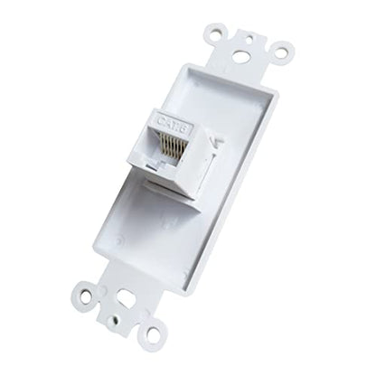 1 Port CAT6 Ethernet Insert Wall Plate White - CAT 6 RJ45 Keystone Jack Insert Pass Through Cover Plate for Midsize/Oversize Wallplate(2-Pack) - style: 1CAT6Insert(2P)