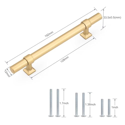 5Pack Hole Centers 5inch(128mm) Gold Champagne Cabinet Handles T Shaped Kitchen Cabinet Pulls Hardware Pull Handle for Cabinets Dressers 7.5inch Total Length - color: Champagne Gold, size: Hole Centers: 5inch
