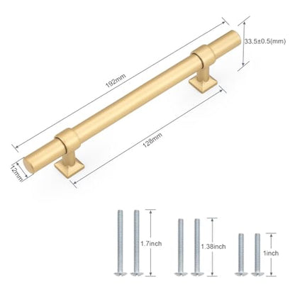 5Pack Hole Centers 5inch(128mm) Gold Champagne Cabinet Handles T Shaped Kitchen Cabinet Pulls Hardware Pull Handle for Cabinets Dressers 7.5inch Total Length - color: Champagne Gold, size: Hole Centers: 5inch