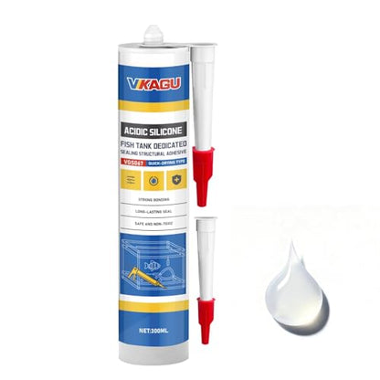 VGS067Aquarium Safe Silicone Sealant - 100% Waterproof Fish Tank Glue, Clear Structural Adhesive for Glass Building & Repair, High Strength Acidic Cure, (10.15 fl oz- Caulking Gun Required) - style: 1 Pack