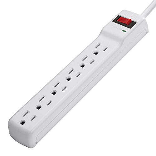 Belkin Power Strip Surge Protector - 6 AC Multiple Outlets, 2 ft Long Heavy Duty Metal Extension Cord for Home, Office, Travel, Computer Desktop & Phone Charging Brick - 200 Joules, White (2 Pack) - style: 2 ft - 2 Pack