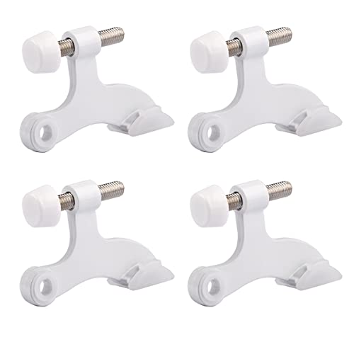 HOMOTEK 4 Pack Hinge Pin White Door Stopper,Adjustable Deluxe Heavy Duty Door Stopper 2-1/2"x1-3/4”,with White Rubber Bumper Tips - color: White, size: 4 Pack