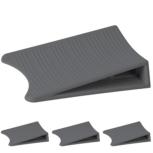 Optish Original Patented Door Stoppers for Bottom of Door, Non Slip Rubber Doors Stop, Doors Wedge for Carpet, Hardwood and Tile (4 Pack, Dark Grey) - color: Dark Grey, size: 4 Pack
