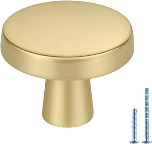 Rergy Cabinet Pulls Kitchen Handles for Cabinets, 10Pack Gold Single Hole, Square Drawer Hardware Zinc Alloy Dresser Handle for Cupboard - color: Brushed Gold, size: Round Knob