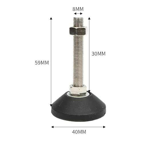 BORDSTRACT Furniture Leveling Feet, 4 pcs M8 Heavy Duty Height Adjuster Foot Feet Leveler Thread Size for Tables, Chair, Sofa, Workbench, Dresser, Bench, Cabinets(D40*M8*L30) - size: D40*M8*L30