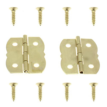 Retro Style Duckbilled Toggle Hasp Latch Heart-Shaped Padlock and Antique Mini Folding Hinge Kit with Mouting Screws for Repair/Decorative Wooden Jewelry Box(Gold)