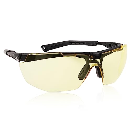 NoCry Yellow Safety Glasses for Men – ANSI Z87 Rated Shooting Eyewear with Scratch and Fog Resistant Lenses – Blue Light Blocking, 100% UV Protection – Fully Adjustable for a Comfortable Fit - color: Yellow