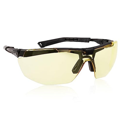 NoCry Yellow Safety Glasses for Men – ANSI Z87 Rated Shooting Eyewear with Scratch and Fog Resistant Lenses – Blue Light Blocking, 100% UV Protection – Fully Adjustable for a Comfortable Fit - color: Yellow