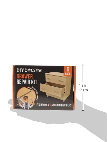 DIY Doctor Drawer Repair Kit (6 Pack) – Fix Sagging Kitchen Drawers – Front Fixing Brackets & Bottom Support – Replacement for Damaged Units – Draw Strengthener Pack - size: 6x Drawer Kit