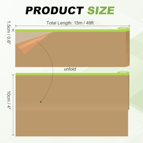 HARFINGTON Pre-Taped Masking Paper, 4" x 49 ft Paint Adhesive Protective Paper Painter Tape and Drape for Masking Auto Body Covering Wall Skirting Frames, Green - color: Green, size: 4 IN x 49 FT