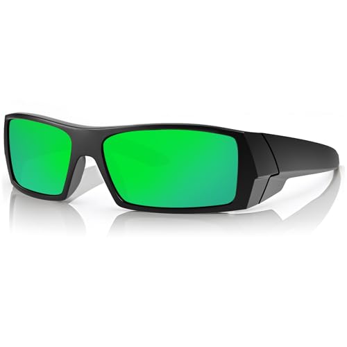 WISTON Z87 Sunglasses Wrap Around Sunglasses for Men Rectangular Safety Glasses UV400 for Sport Working 8231 - color: Matte Black/Green