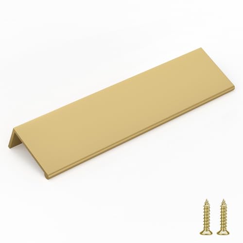 goldenwarm 5 Pack Gold Finger Edge Pulls Drawer Finger Pulls Champagne Gold Kitchen Hardware Handles Bedroom Dresser Drawers,6-1/4 in Hole Center - color: Matte Gold, size: 6-5/16in(160mm) Hole Centers