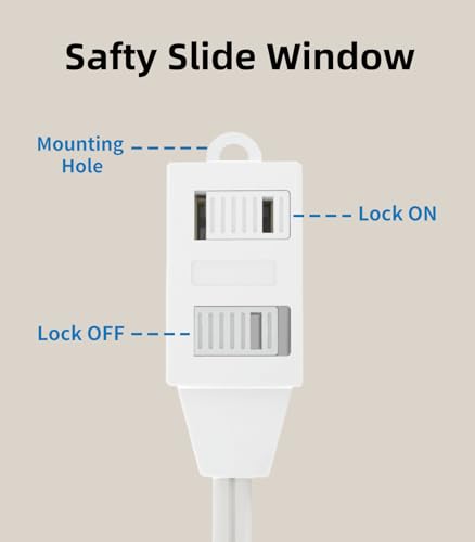 TiFFCOFiO Indoor Extension Cord, 2 Prong 6 Feet Extension Cord, 3 Polarized Outlets with Safety Slide Windows,13A/1625W, 16 AWG, 3 Packs - size: 3 Packs