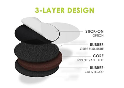 Slipstick GorillaPads CB144 Non Slip Furniture Pads/Grippers (Set of 8) Furniture Feet Floor Protectors, 2 Inch Round, Black - size: 2" Round