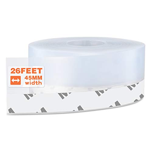 26 Feet Silicone Seal Strip,Door Weather Stripping, Sealing Tape for Door Draft Stopper Adhesive Tape for Doors Windows and Shower Glass Gaps (Transparent, 45MM) - color: TRANSPARENT, size: 45mm