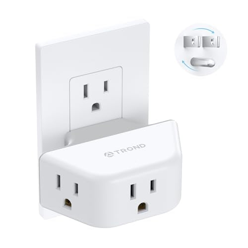 TROND Outlet Extender with 360 Rotating Plug, Outlet Adapter with 3 Grounded Sockets, 3 Way Angled Multi Plug Expander, Cruise Essentials, Easy to Pack for Travel Bathroom Kitchen, White - color: White, size: 3AC-3 Prong (Rotating Plug), 1 Pack