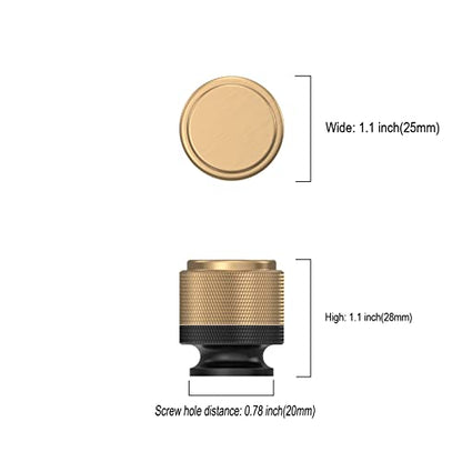 Asidrama 10 Pack Matte Black and Champagne Bronze Kitchen Knurled Cabinet Knobs Dresser Knob Drawer Knobs Cabinet Hardware Zinc Knob for Dresser Drawers - color: Black-Champagne Bronze, style: 10 Pack
