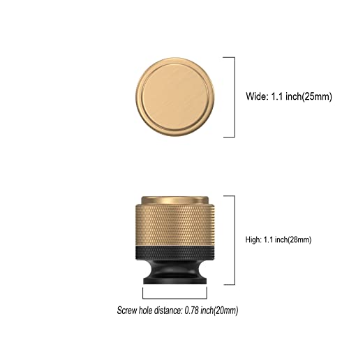 Asidrama 30 Pack Matte Black and Champagne Bronze Kitchen Knurled Cabinet Knobs Dresser Knob Drawer Knobs Cabinet Hardware Zinc Knob for Dresser Drawers - color: Black-Champagne Bronze, style: 30 Pack
