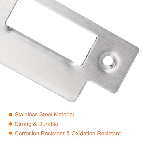 uxcell Door Strike Plate, 155mm x 35mm 201 Stainless Steel Latch Deadbolt Strike Plate for Door Frame Door Jamb, Silver - size: 155mm x 35mm