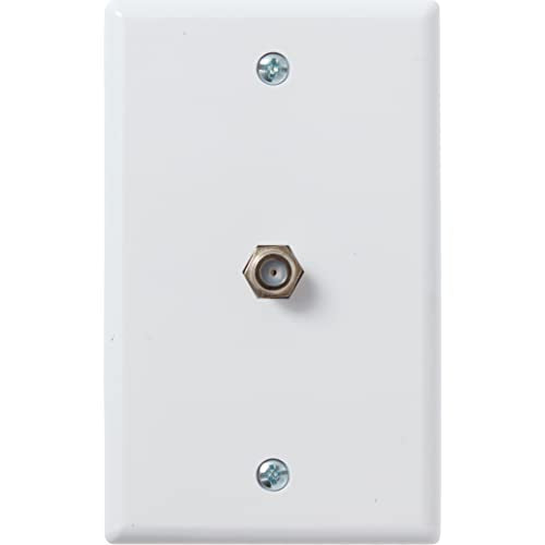 Newhouse Hardware 2.75 x 2.75 x 4.5 in. 1-Port TV Cable Wall Plate with F-Connector for Coaxial Cable, 5-Pack TVP-WH-01, Outlet Cover Wall Plate with Coax Cable Connector, Jack Plate for DIY or Refits - color: White, size: 1 Pack
